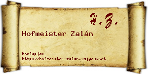 Hofmeister Zalán névjegykártya